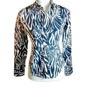 Blue and White Animal Print Lilly Pulitzer Blouse  0-XS